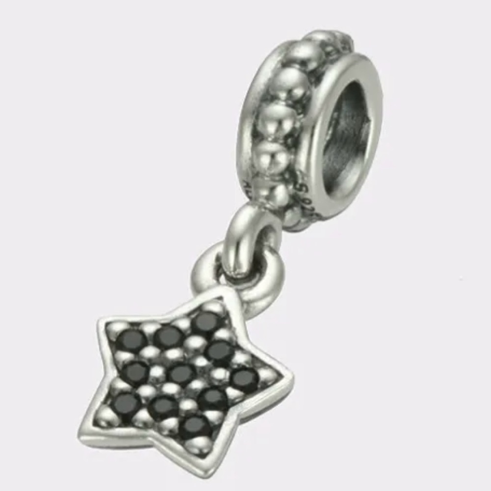 Pandora Pave Black CZ Star Dangle Charm